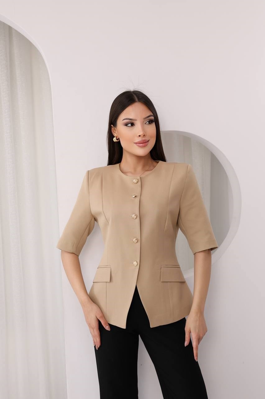 Wholesale Women's Beige Blazer 0017-2004
