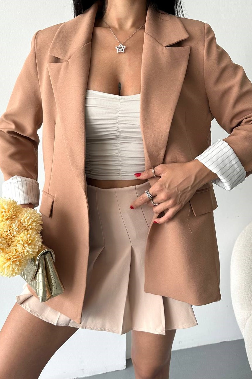 Wholesale Women's Beige Blazer 0044-2099ck