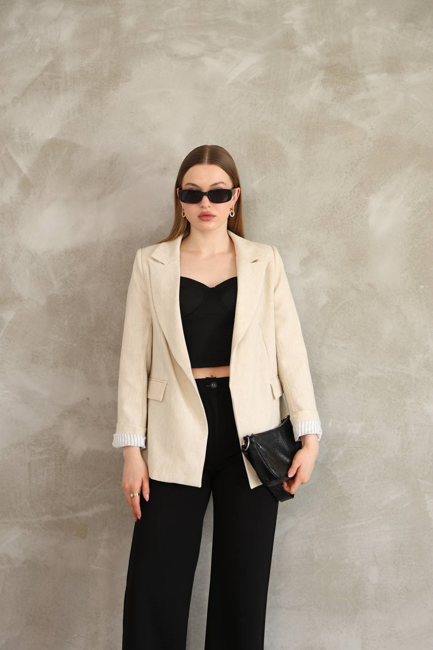Wholesale Women's Beige Blazer 0017-9000