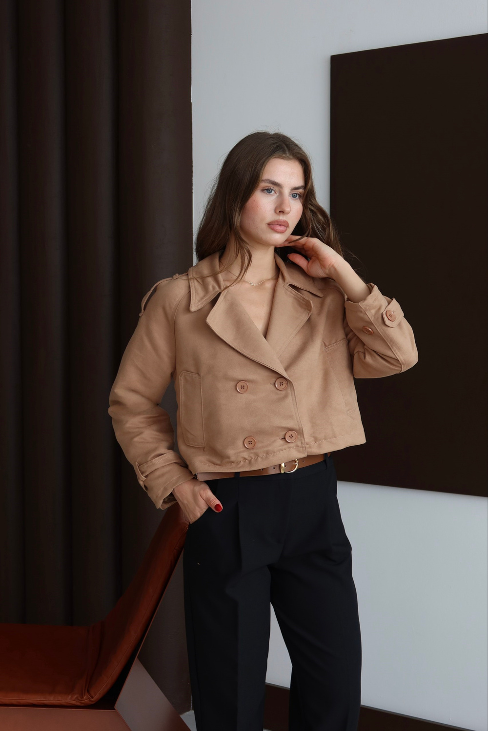 Wholesale Women's Beige Blazer 0043-1118