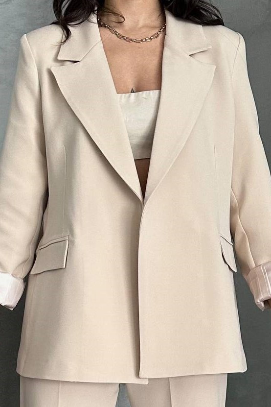 Wholesale Women's Beige Blazer 0044-2143