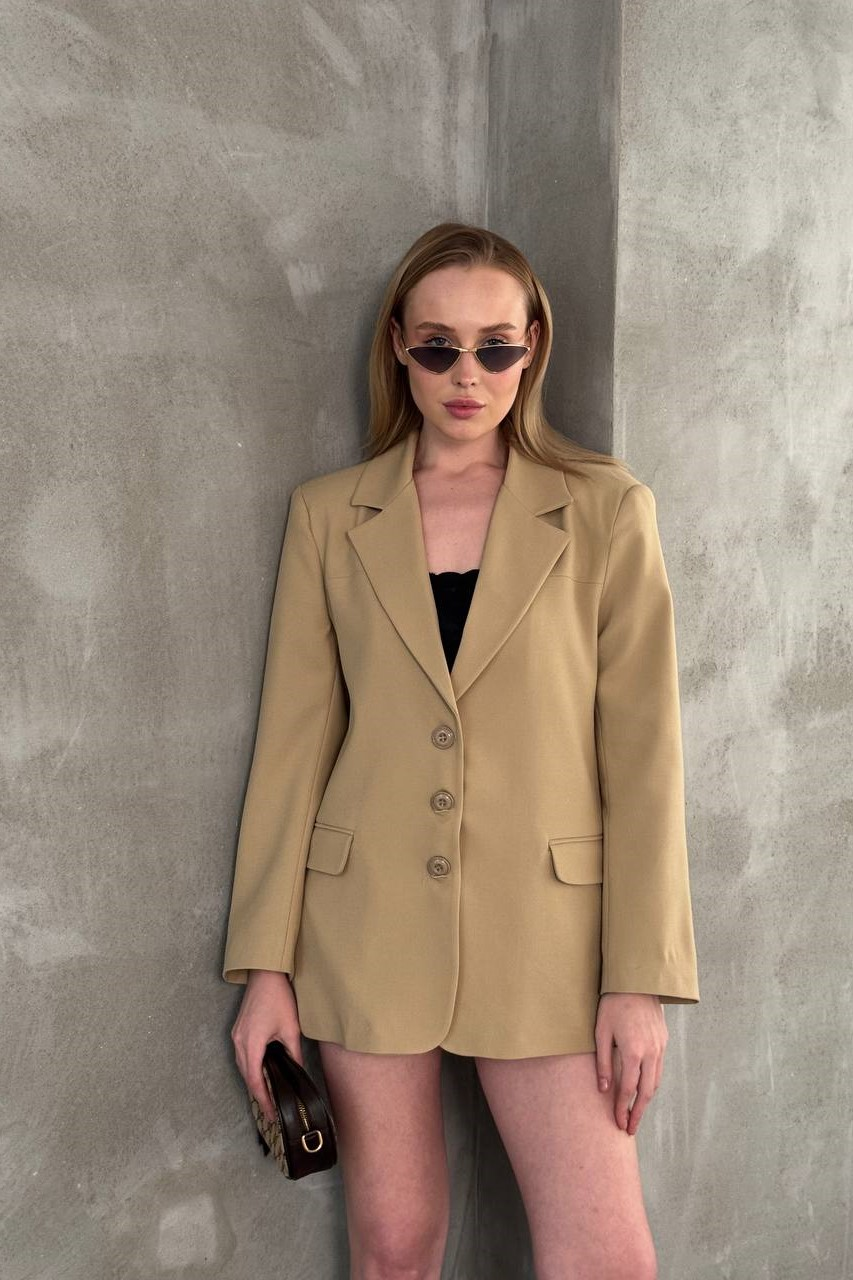Wholesale Women's Beige Blazer 0017-1411 