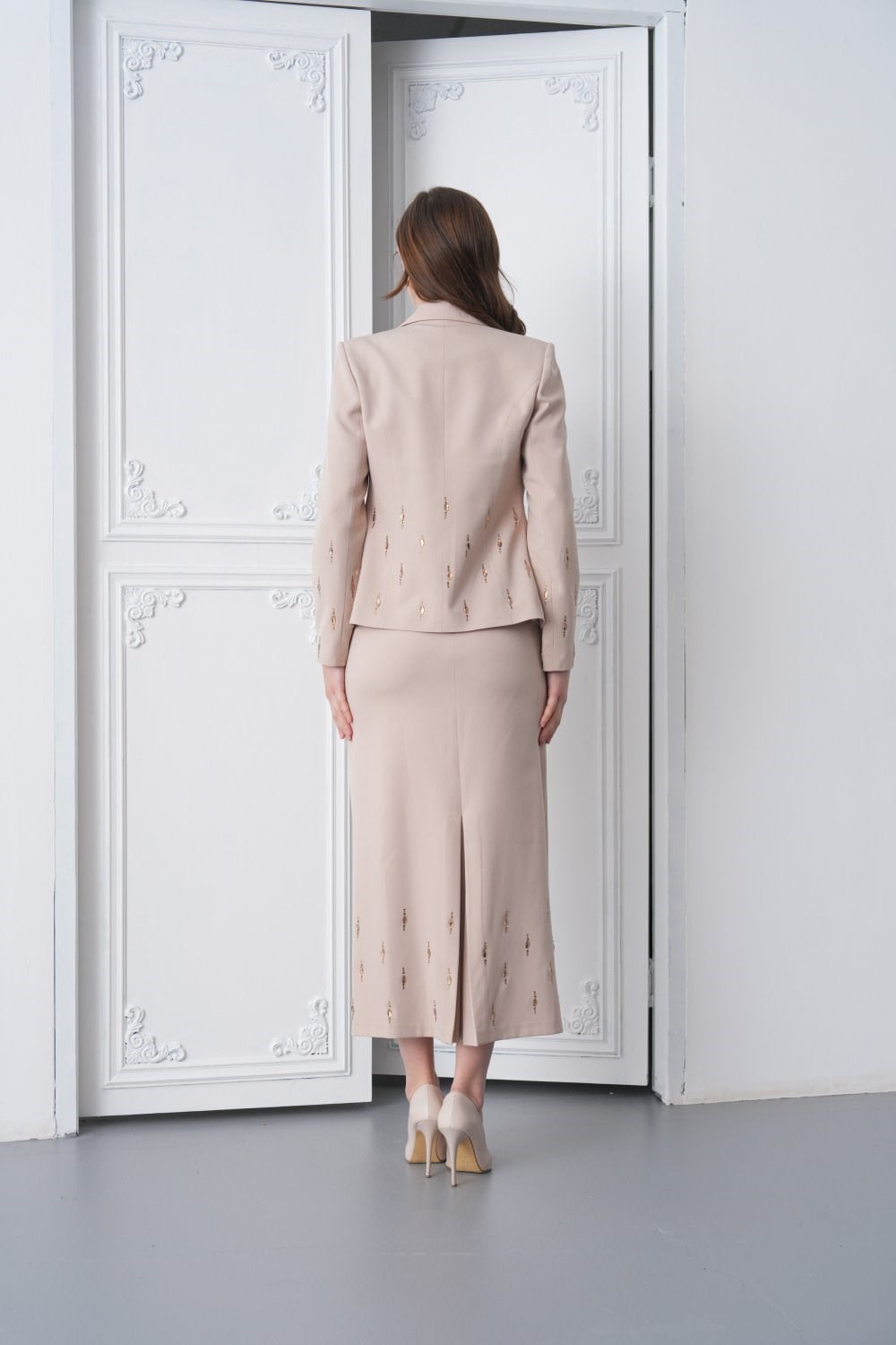 Wholesale Womens Beige Plus Size Skirt Set