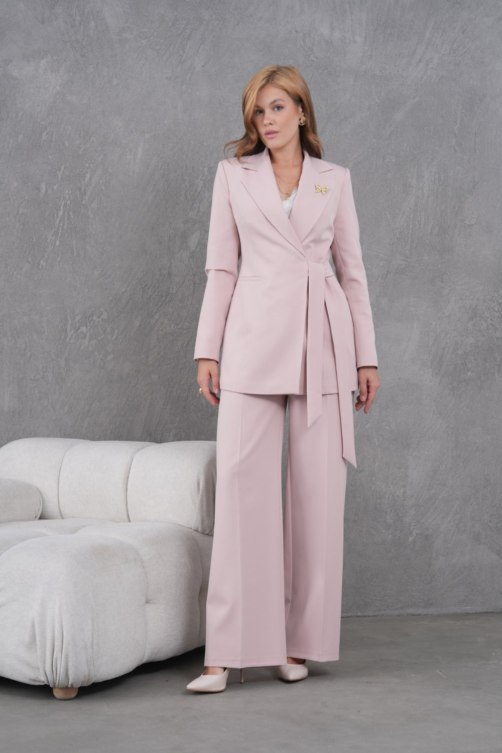 Wholesale Womens Beige Plus Size Two-Piece Suit 