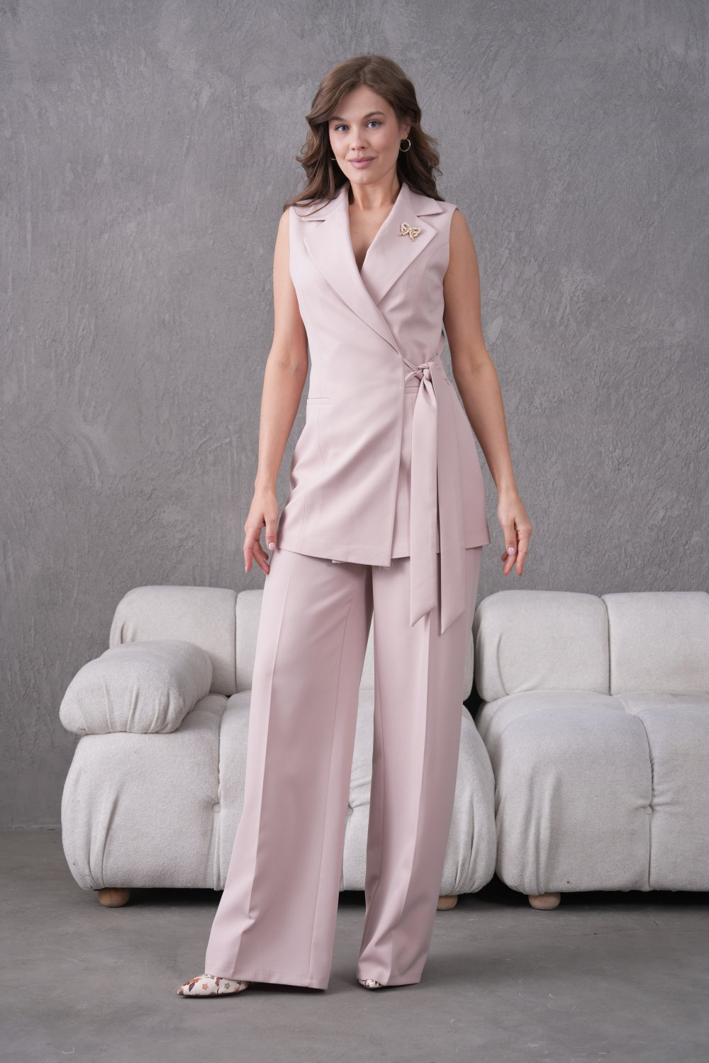 Wholesale Womens Beige Plus Size Two-Piece Suit