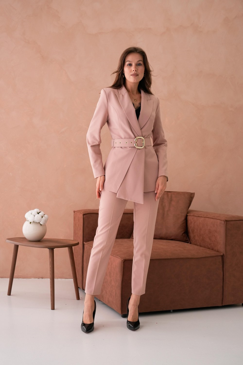 Wholesale Womens Beige Plus Size Two-Piece Suit 