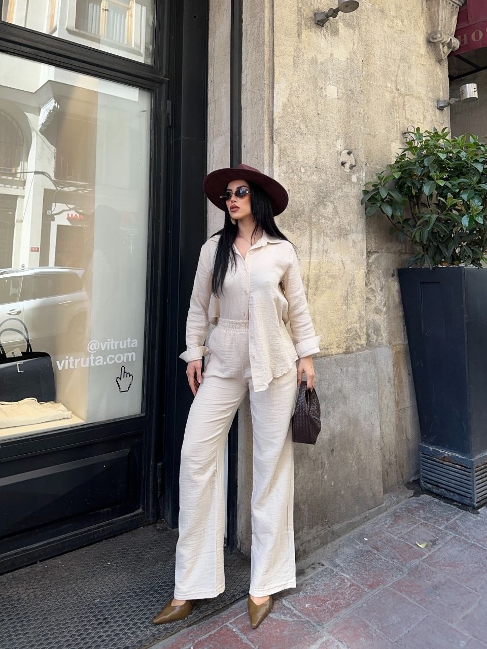 Wholesale Womens Beige Shirt And Pants Set
