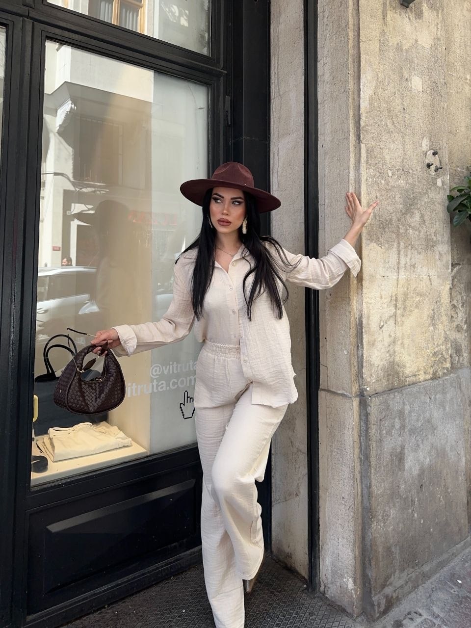 Wholesale Womens Beige Shirt And Pants Set