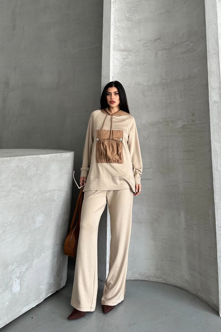 Wholesale Women's Beige Tracksuit Set 0044-0058