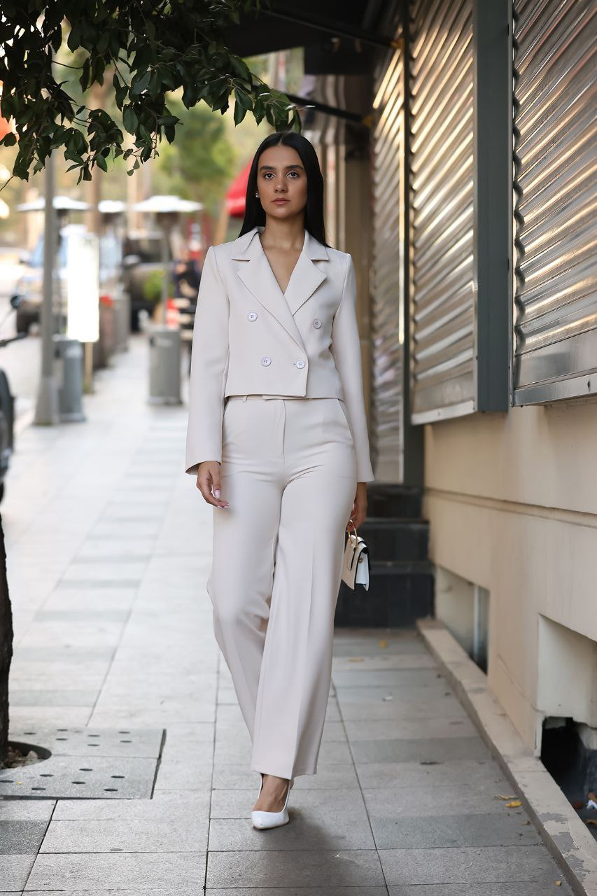 Wholesale Women's Beige Two-Piece Suit  0043-7006-87