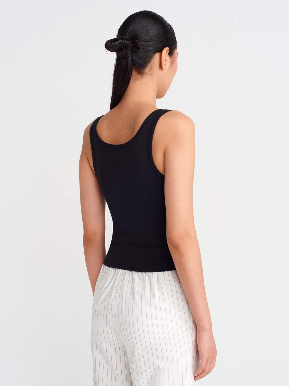 Wholesale Womens Black Button-Front Tank Top