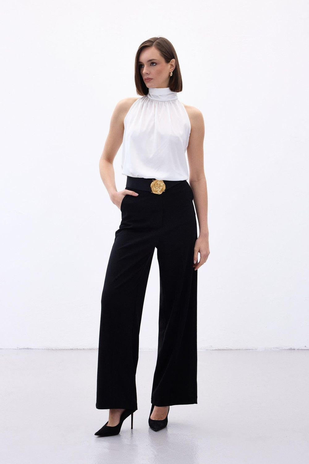 Wholesale Womens Black Crepe Trousers