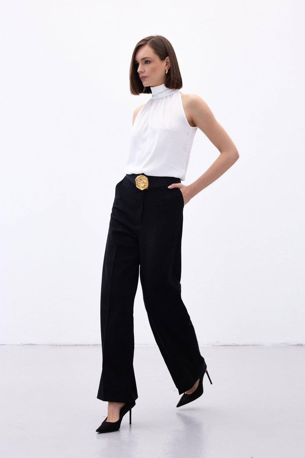 Wholesale Womens Black Crepe Trousers