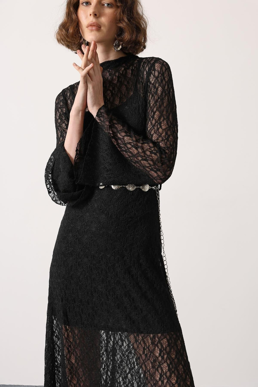 Wholesale Womens Black Lace Maxi Dress