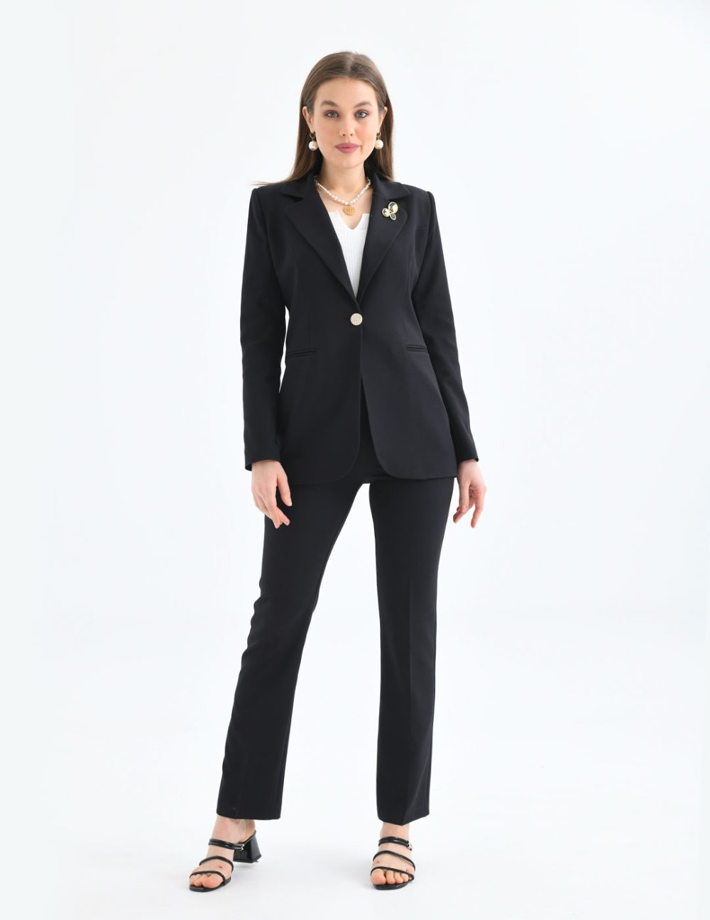 Wholesale Womens Black Plus Size Two-Piece Suit 