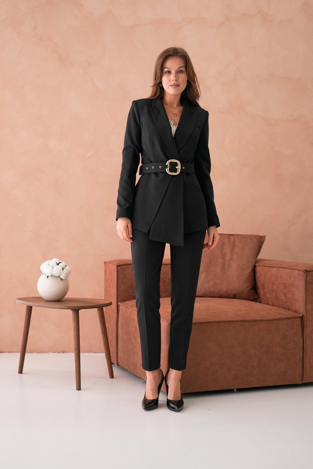 Wholesale Womens Black Plus Size Two-Piece Suit 