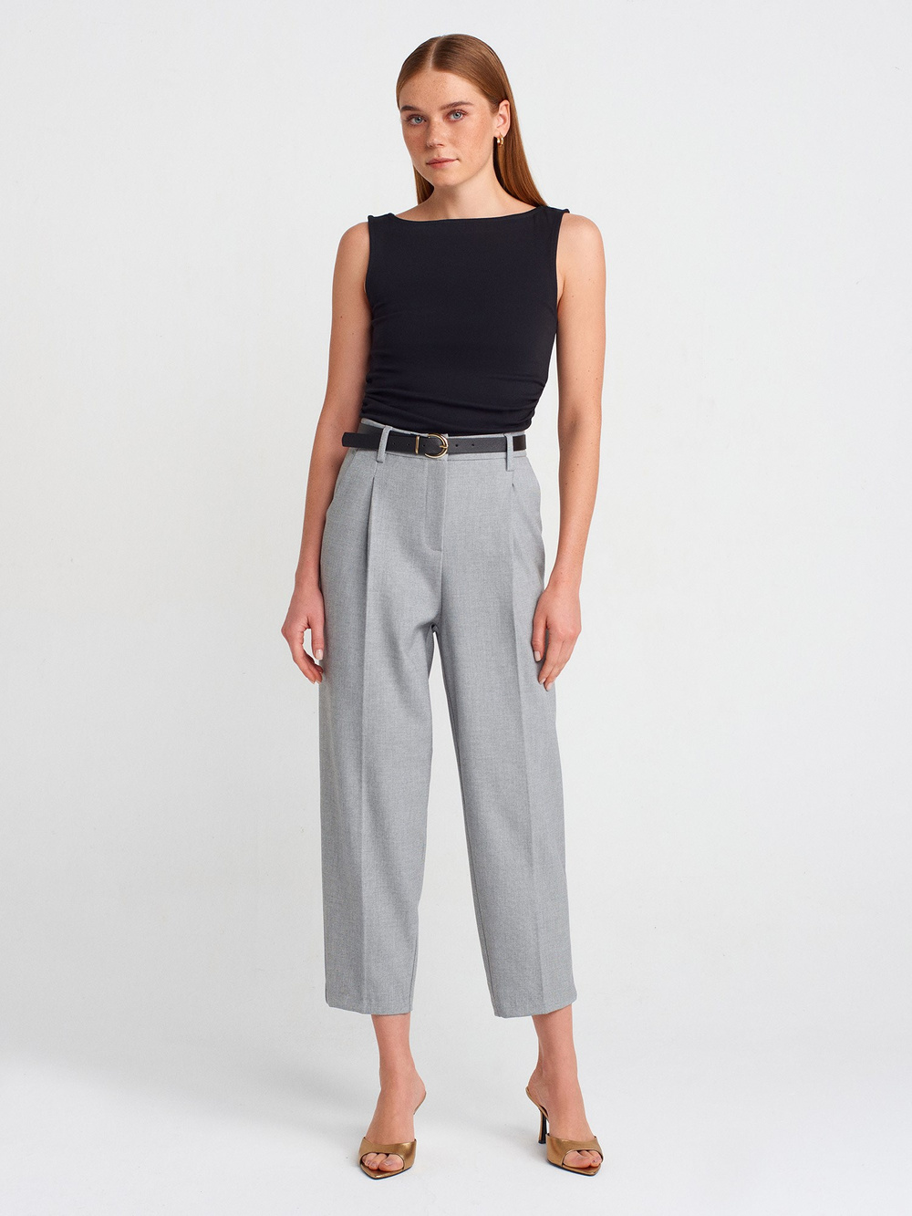 Wholesale Womens Black Side Gathered Boat-Neck Top