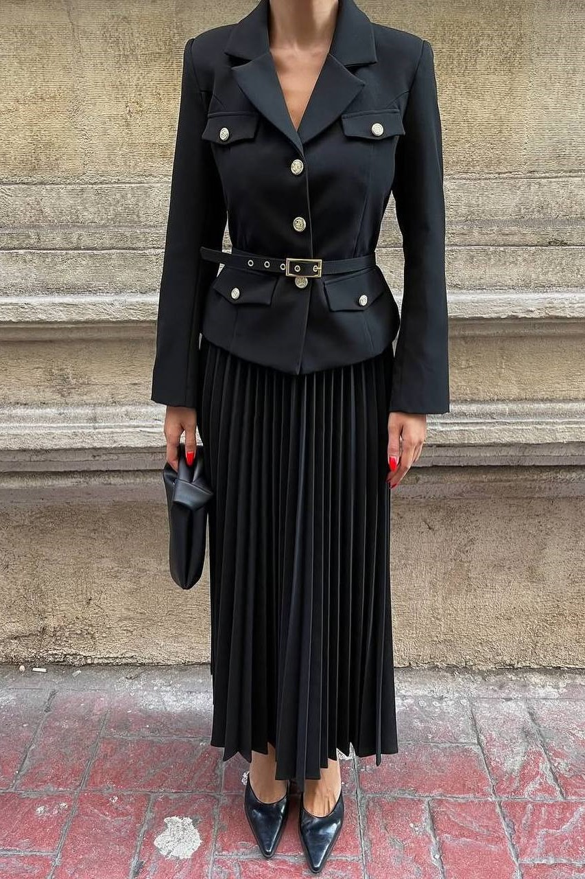 Wholesale Women's Black Skirt Suit  0044-2123