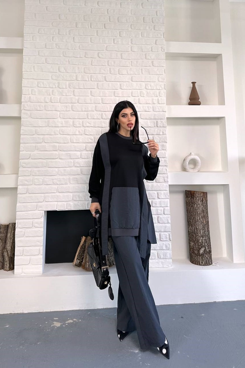 Wholesale Women's Black Tracksuit Set 0044-0038