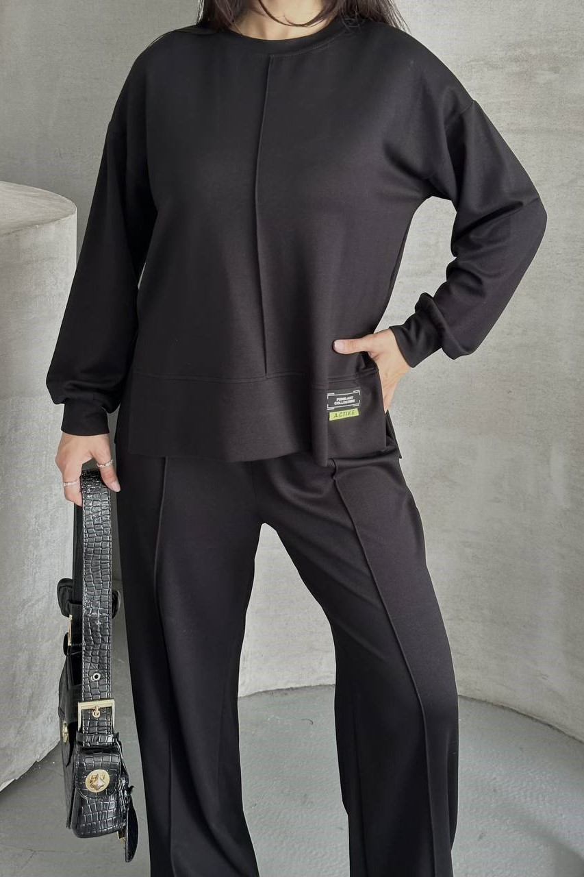 Wholesale Women's Black Tracksuit Set 0044-0040 