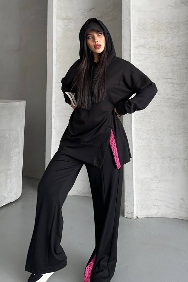 Wholesale Women's Black Tracksuit Set 0044-0037