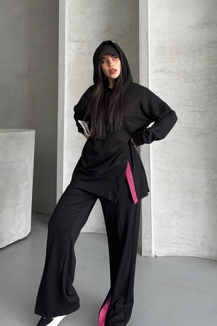 Wholesale Women's Black Tracksuit Set 0044-0037