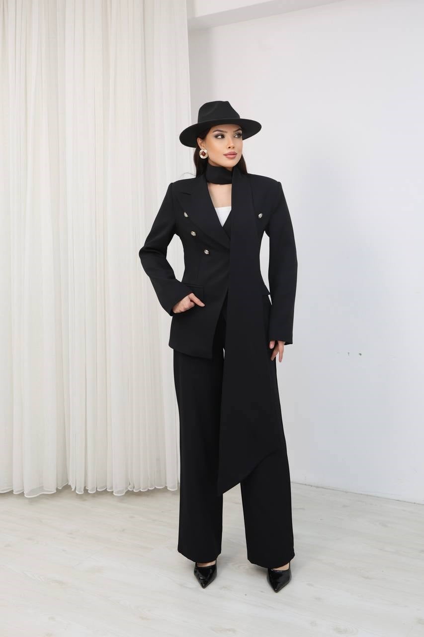 Wholesale Women's Black Two-Piece Suit  0017-1127