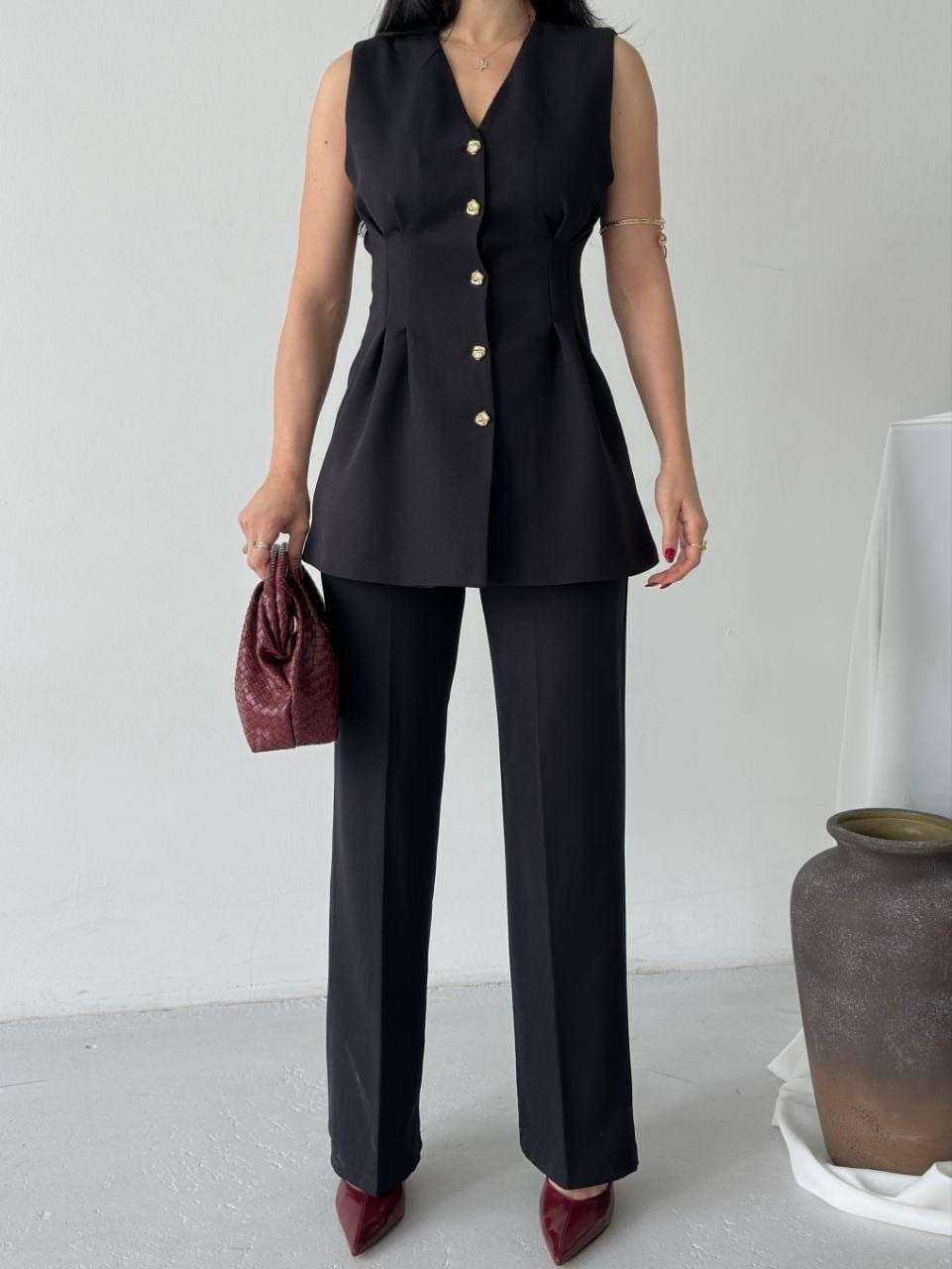 Wholesale Womens Black Two-Piece Suit 