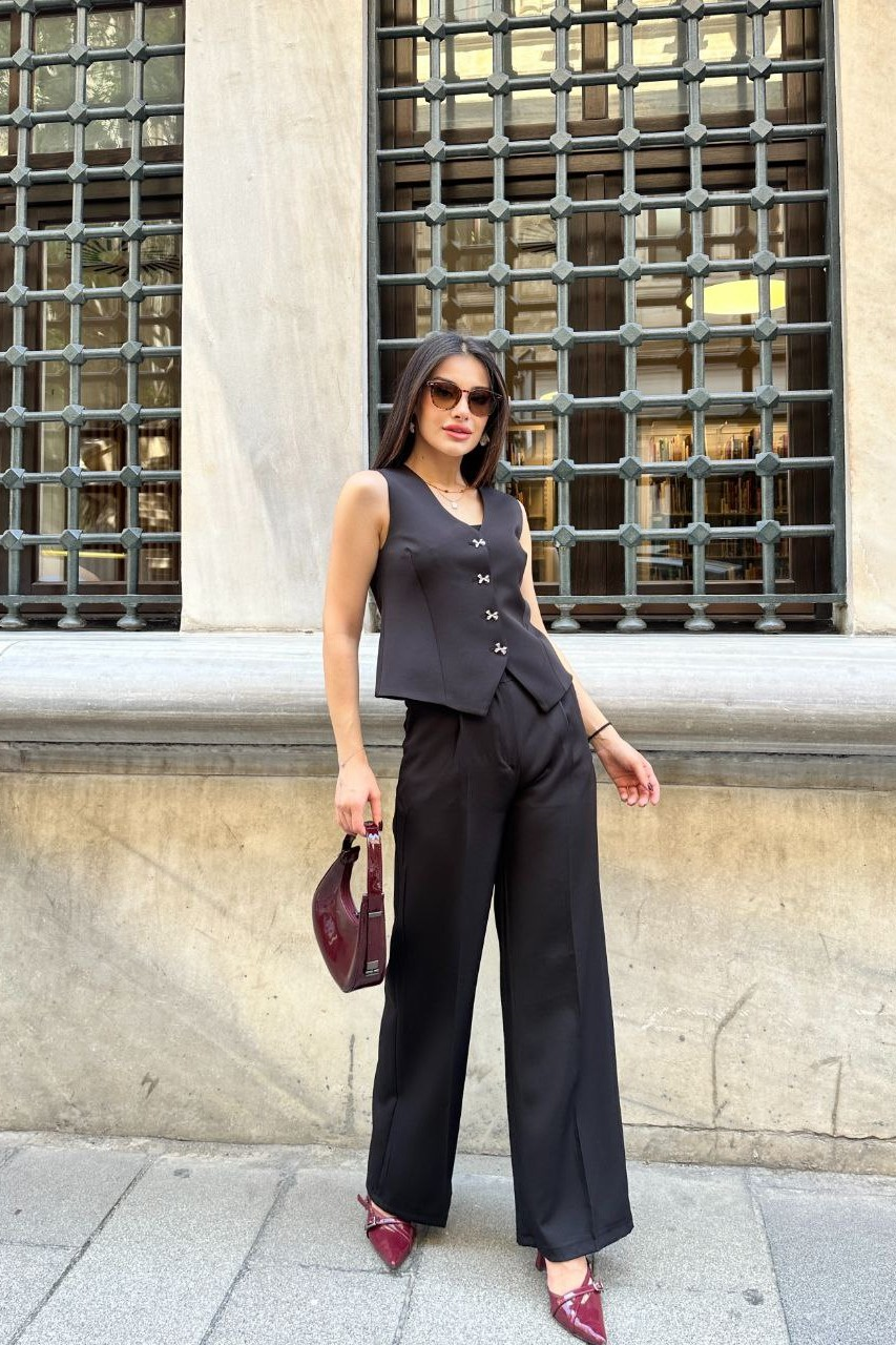 Wholesale Womens Black Two-Piece Suit 