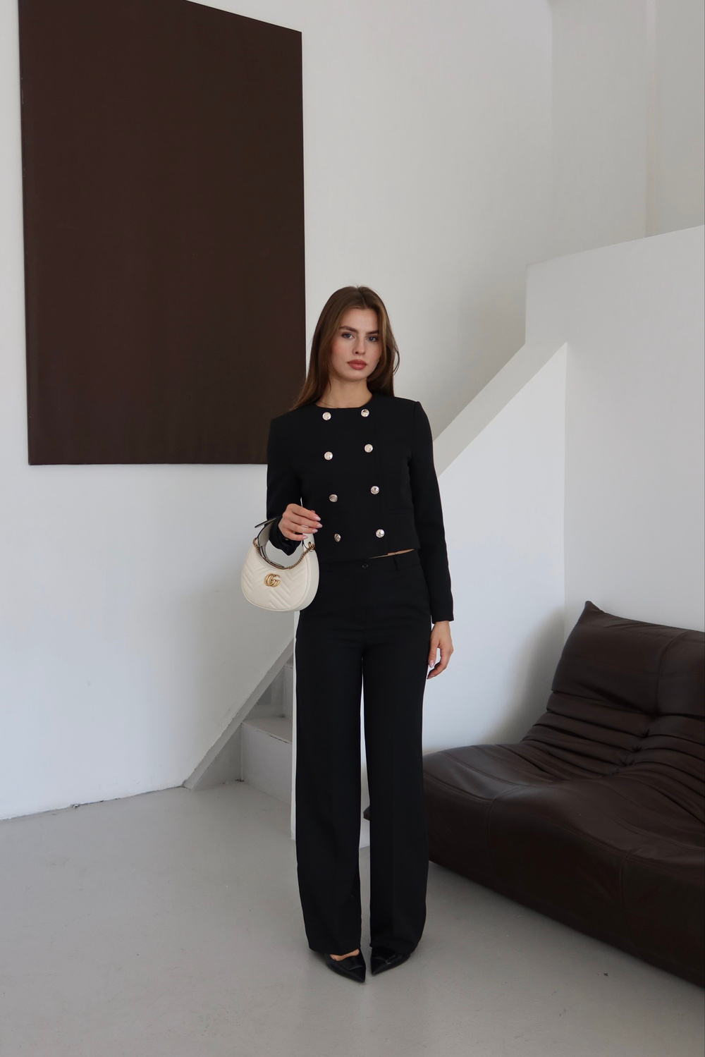 Wholesale Women's Black Two-Piece Suit  0043-1122