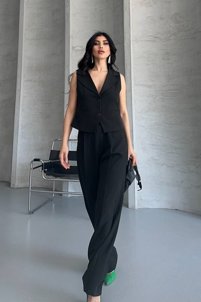 Wholesale Women's Black Two-Piece Suit  0044-2129 