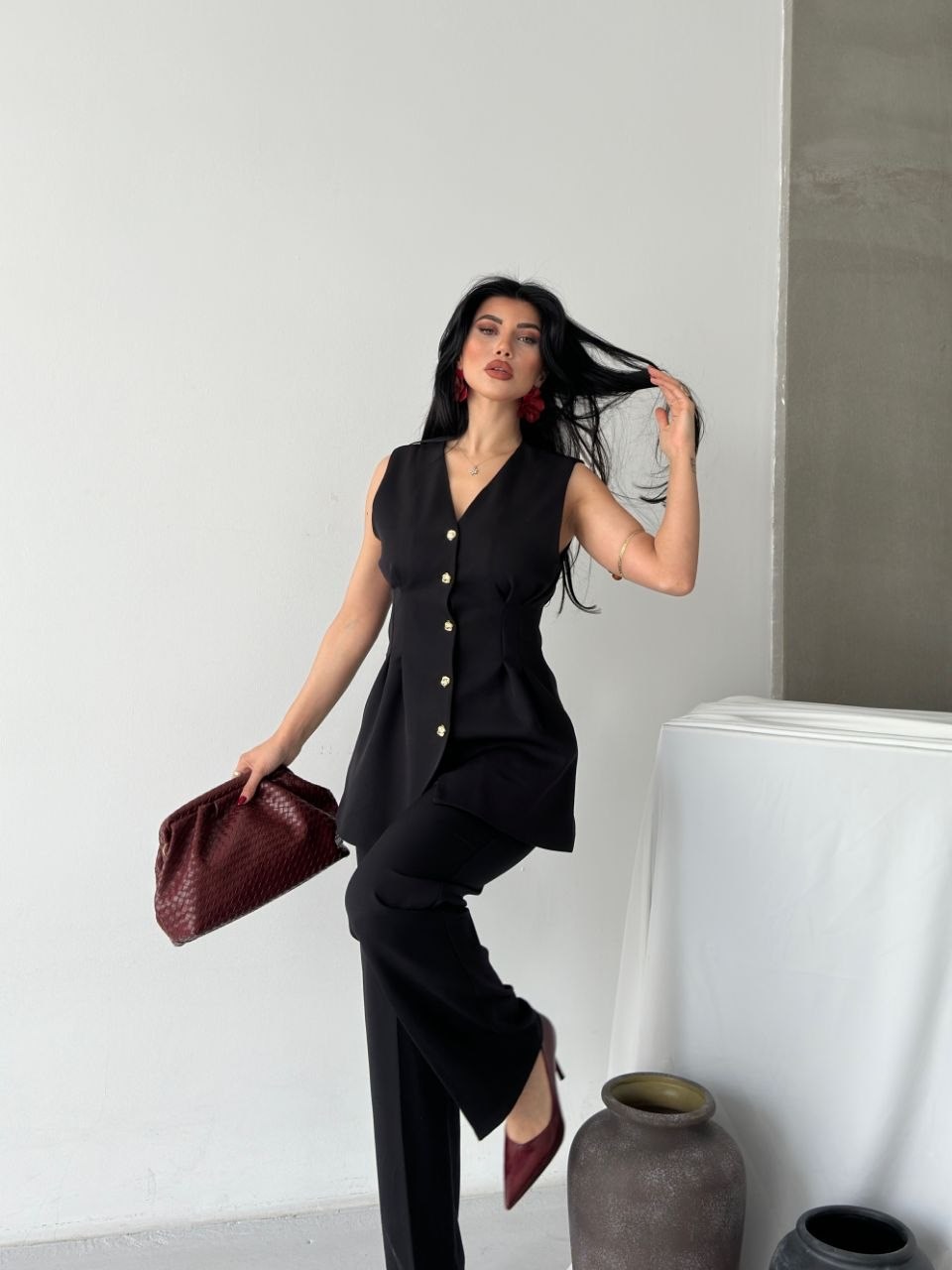 Wholesale Womens Black Two-Piece Suit 