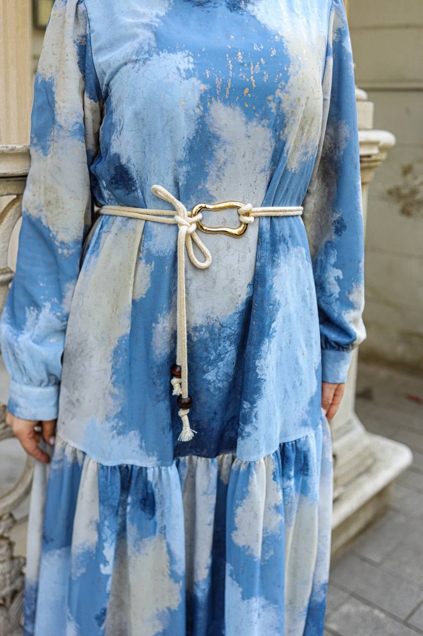 Wholesale Womens Blue Maxi Hijab Dress