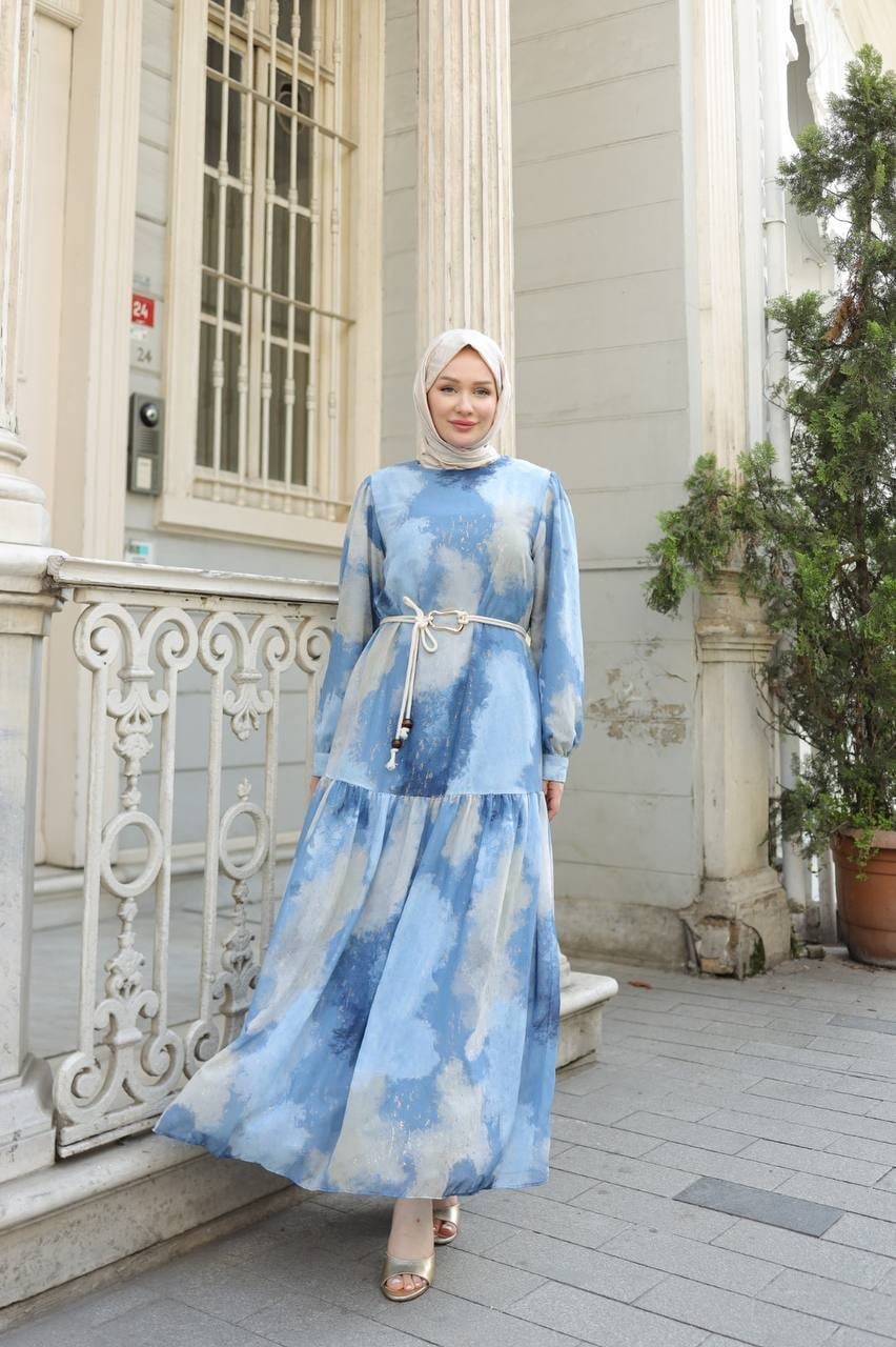 Wholesale Womens Blue Maxi Hijab Dress