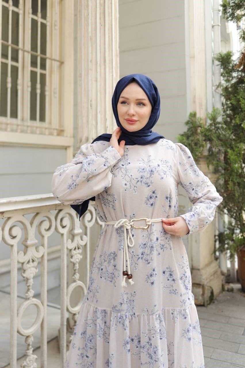 Wholesale Womens Blue Maxi Hijab Dress