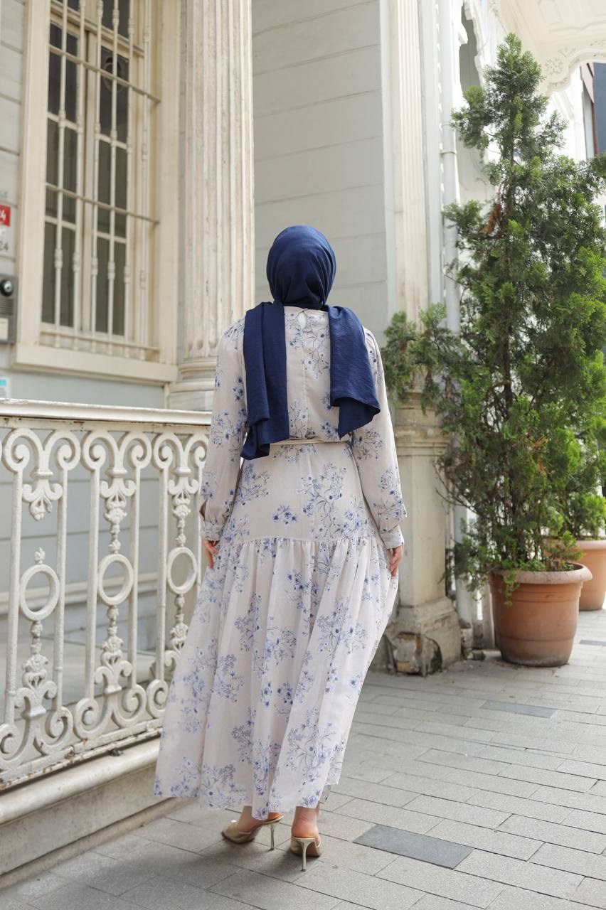 Wholesale Womens Blue Maxi Hijab Dress