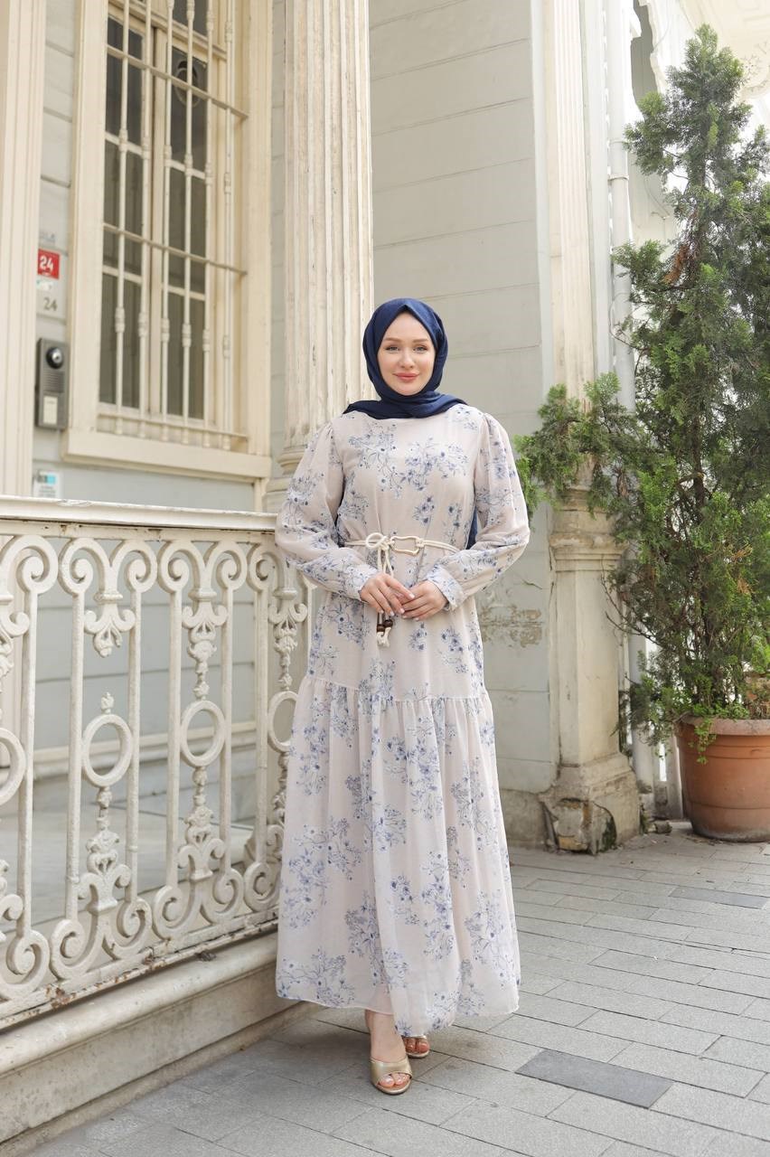 Wholesale Womens Blue Maxi Hijab Dress