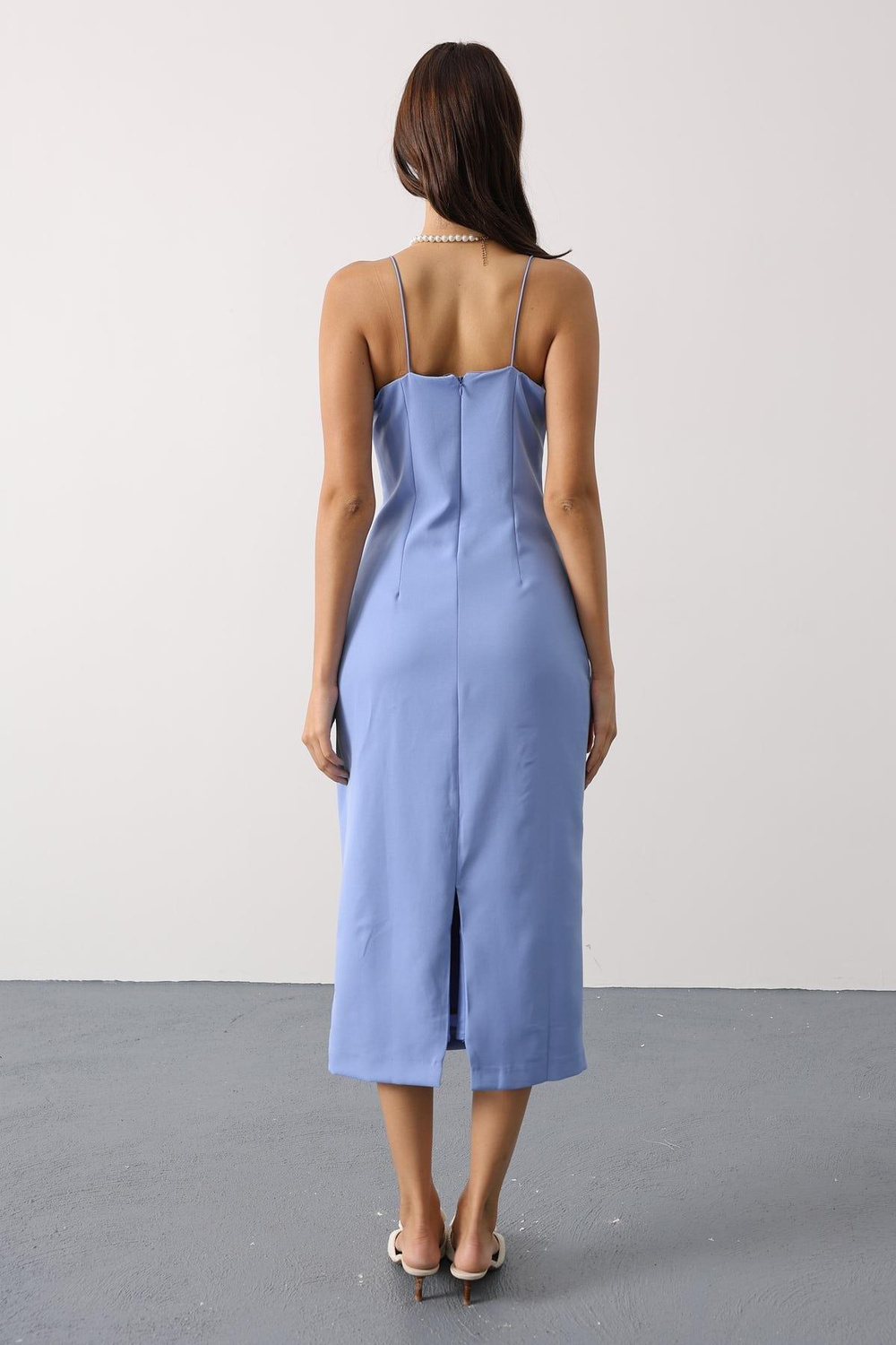 Wholesale Womens Blue Strappy Midi Dress