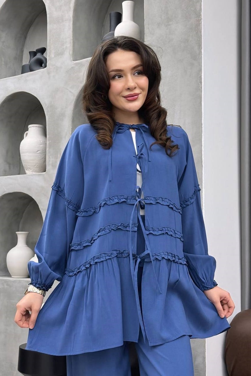 Wholesale Womens Blue Two-Piece Hijab Set
