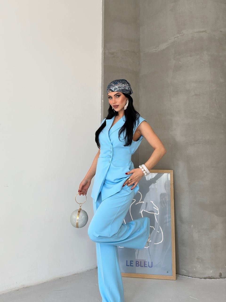 Wholesale Womens Blue Two-Piece Suit 