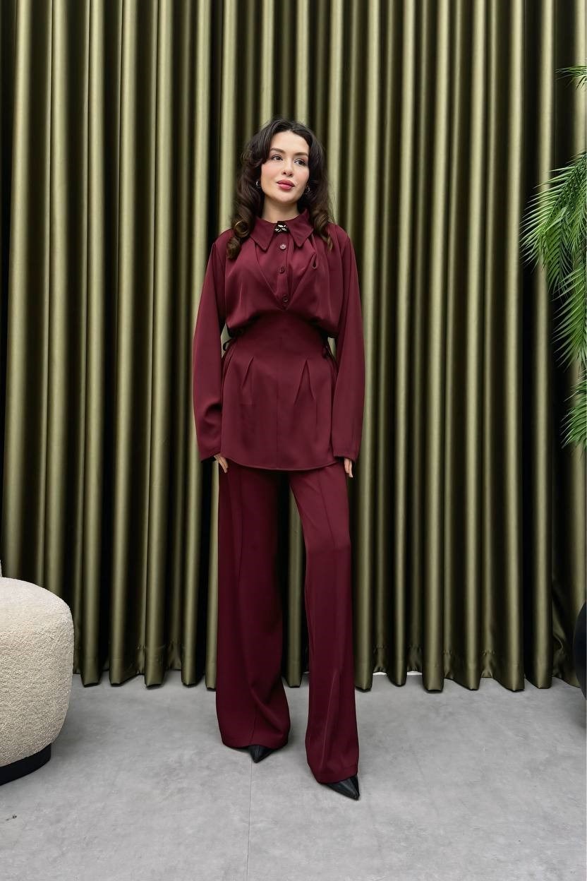 Wholesale Womens Bordeaux Two-Piece Hijab Set