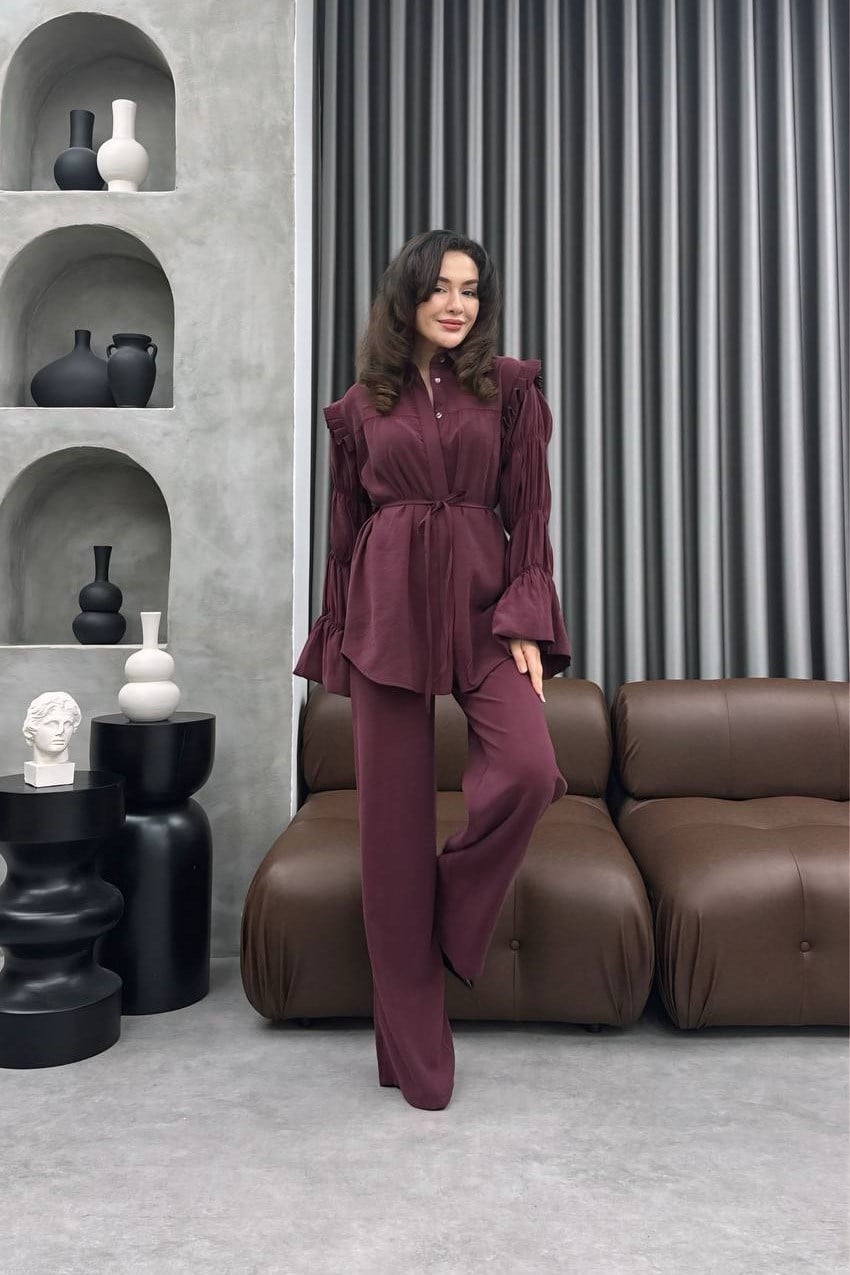 Wholesale Womens Bordeaux Two-Piece Hijab Set