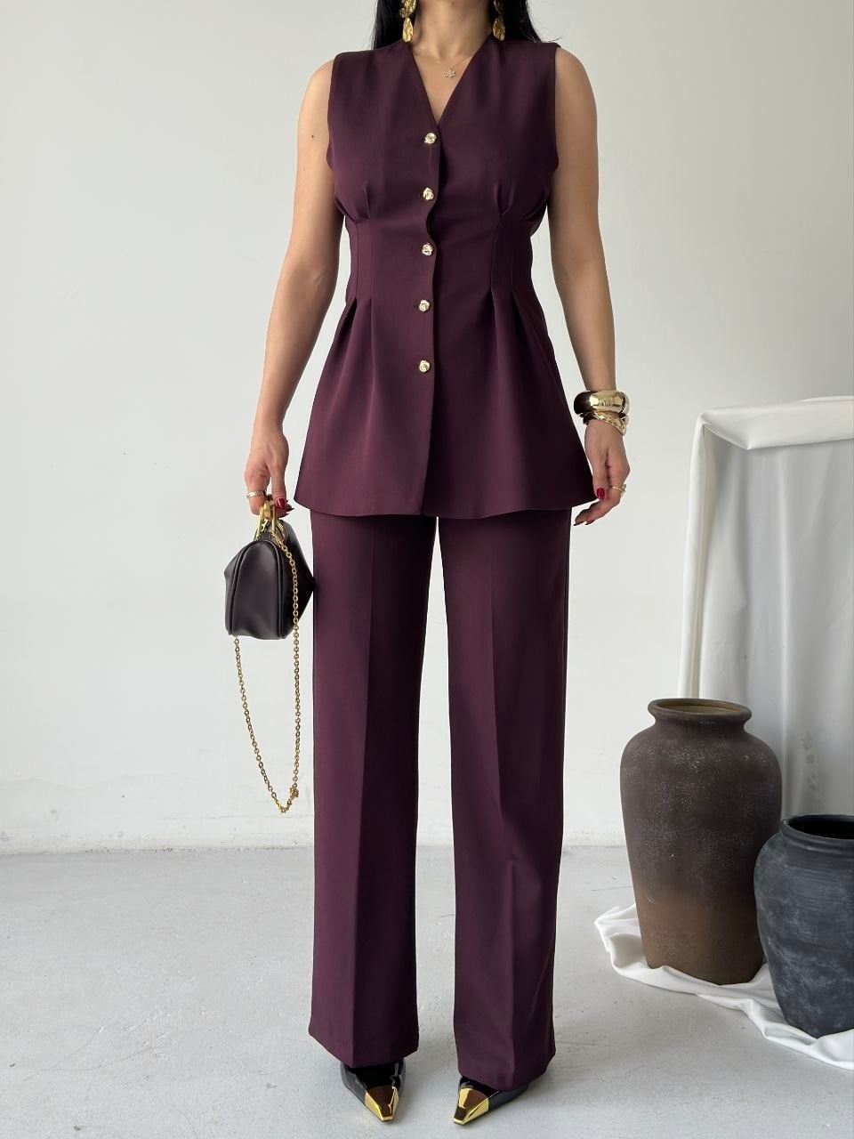 Wholesale Womens Bordeaux Two-Piece Suit 