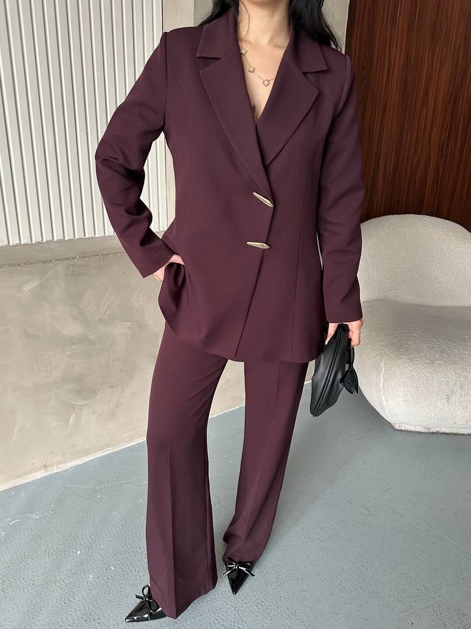 Wholesale Womens Bordeaux Two-Piece Suit 