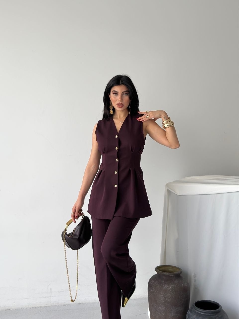 Wholesale Womens Bordeaux Two-Piece Suit 