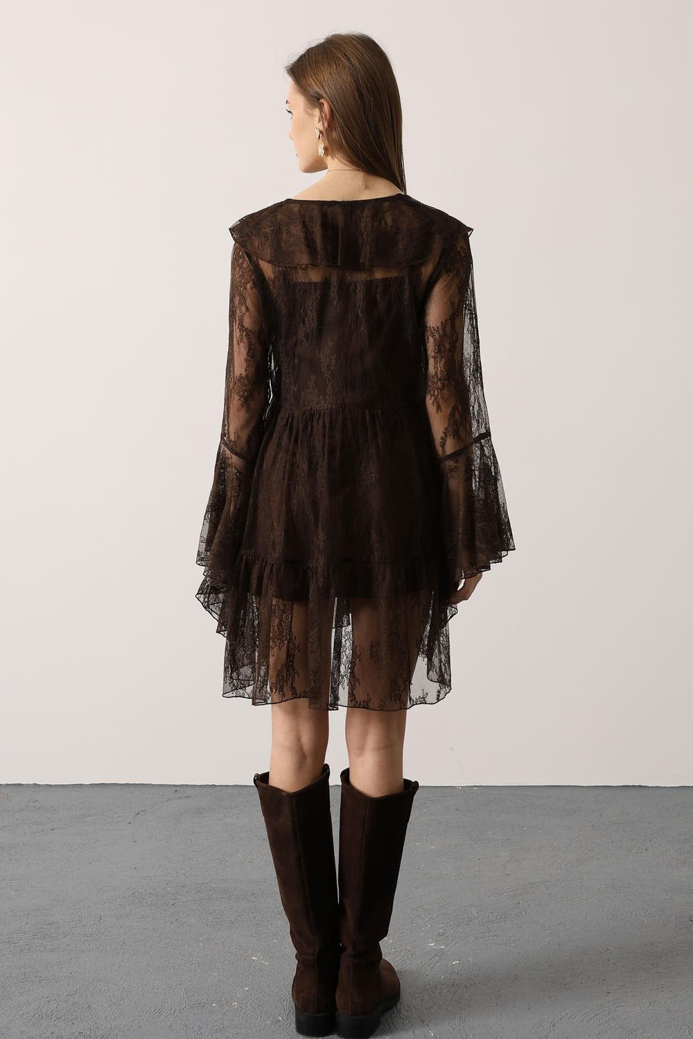 Wholesale Womens Brown Lace Mini Dress