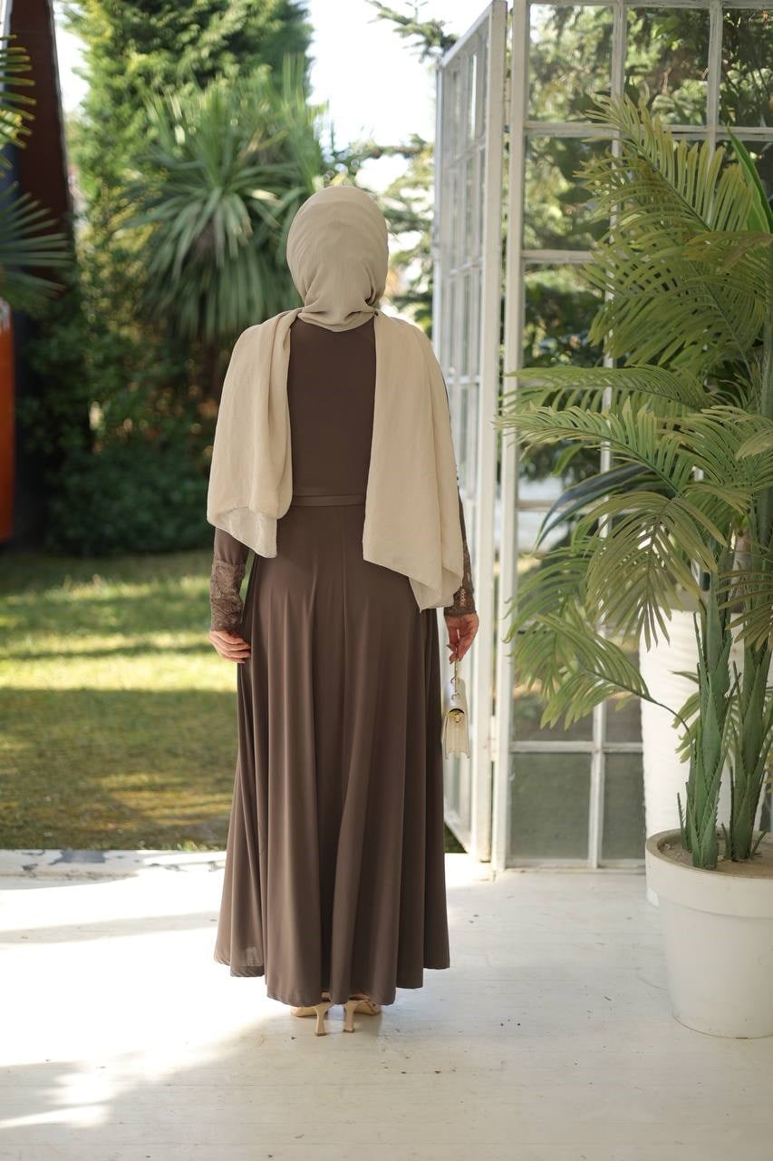 Wholesale Womens Brown Maxi Hijab Dress