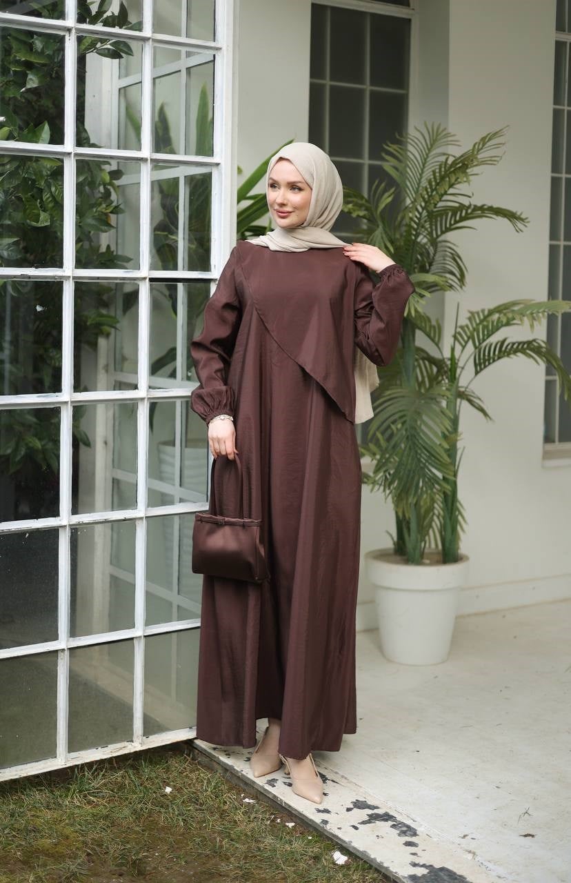 Wholesale Womens Brown Maxi Hijab Dress