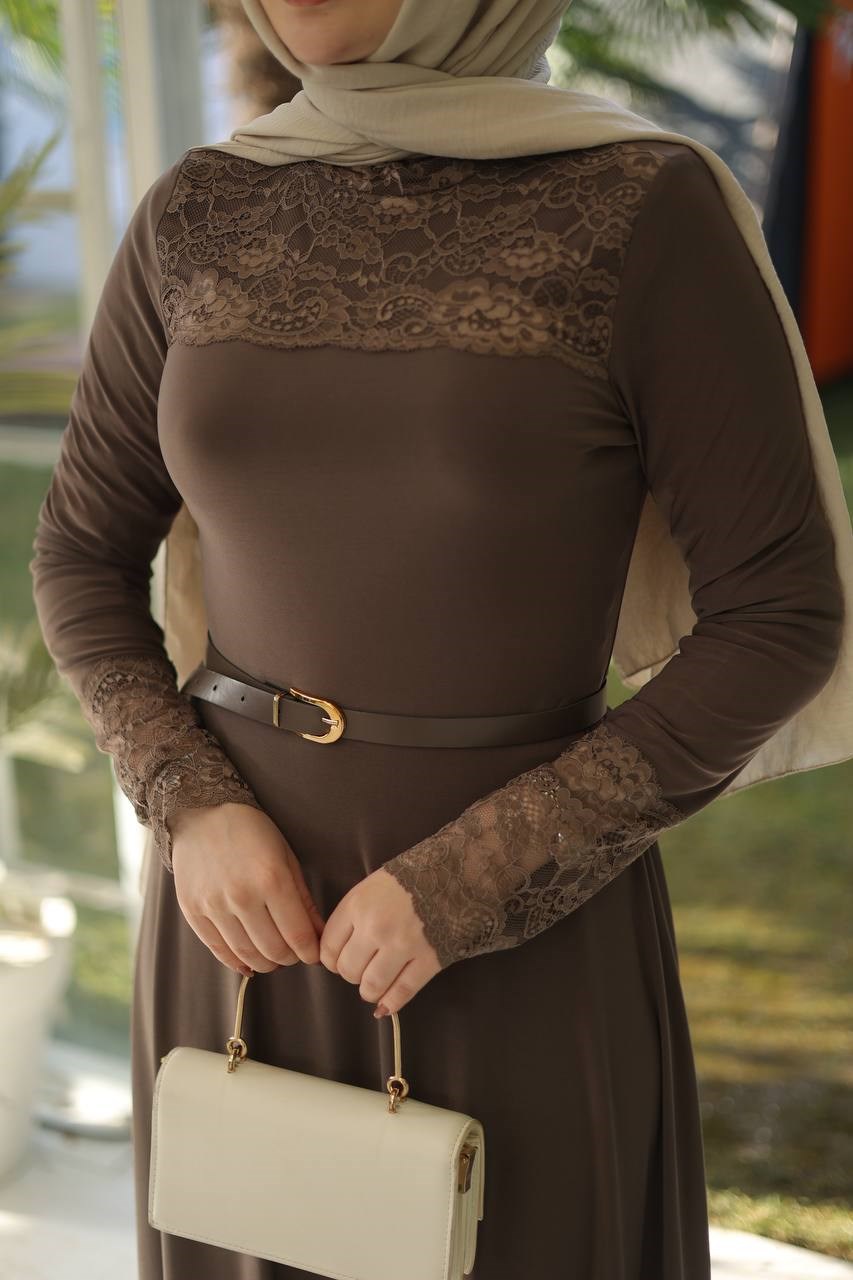 Wholesale Womens Brown Maxi Hijab Dress