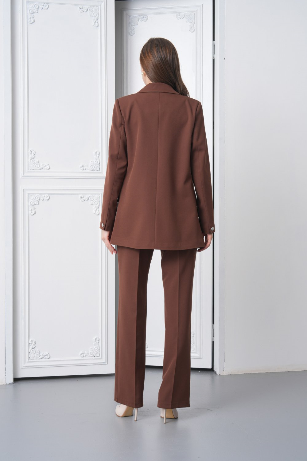 Wholesale Womens Brown Plus Size Two-Piece Suit 